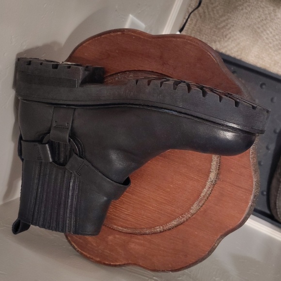 All Saints Hank Leather Biker Boots Size 12 Leather Black